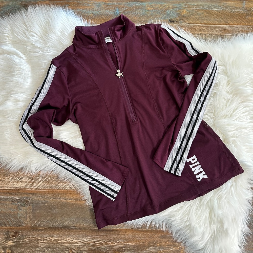 💥💥💥VS PINK!!!!  Maroon & White half zip pullover- Excellent Condition!!💥💥